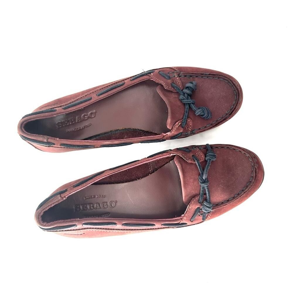 Sebago Burgundy Loafer Slip On Flats Felucca Shoes Size 8.5M